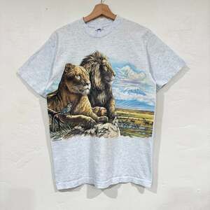Vintage 90s Habitat Lion Wildlife Graphic T-Shirt, Single Stitch, Size Medium